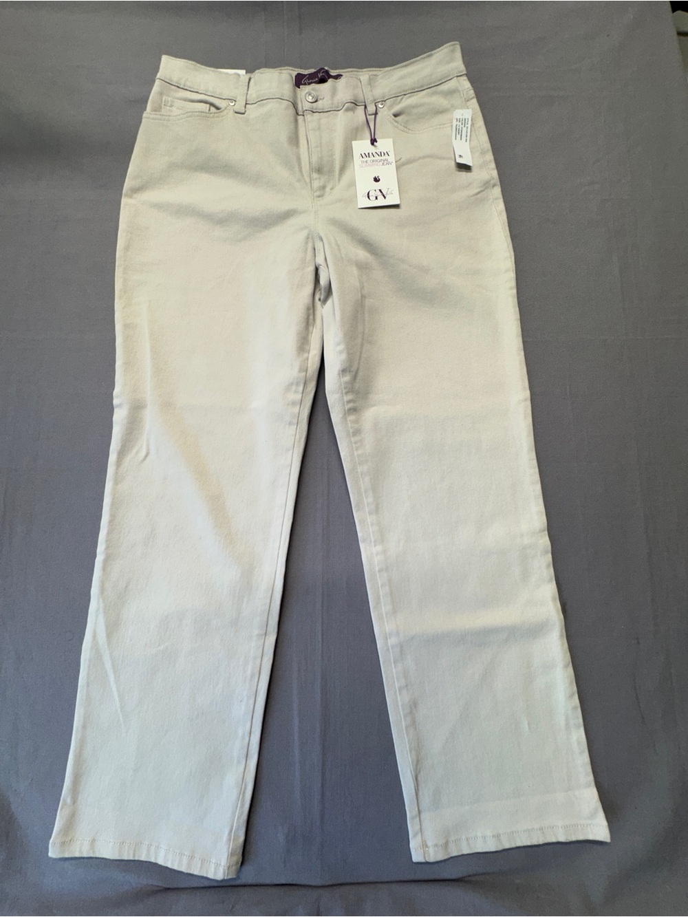 Gloria Vanderbilt Amanda Slimming Jeans Sz 14 Short Stonewood White  NWT P45